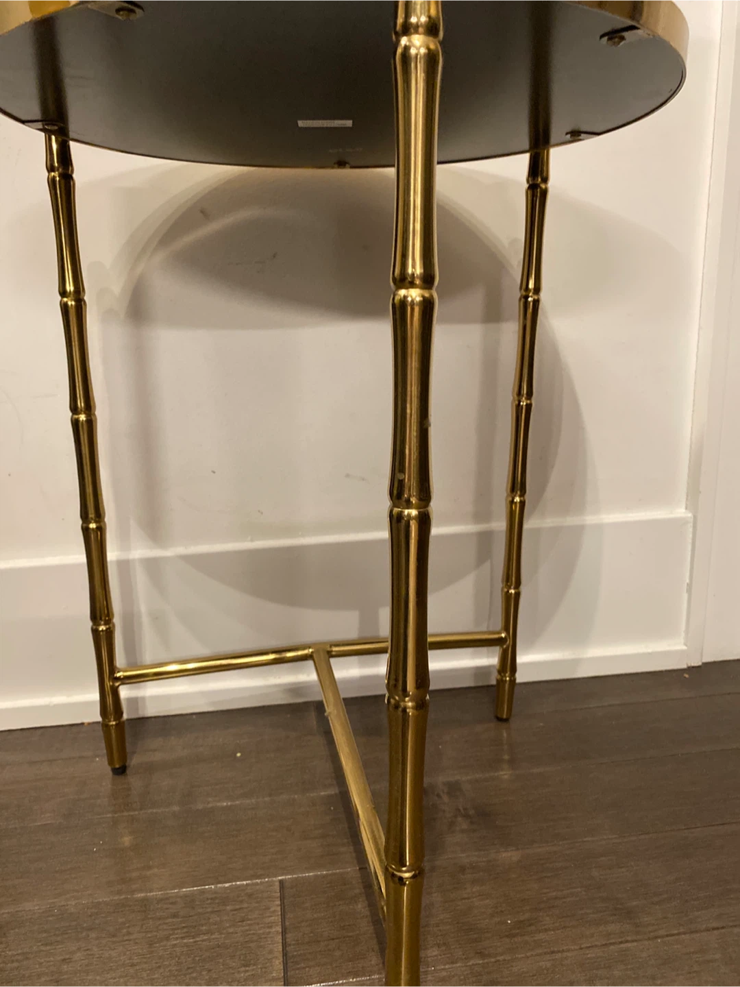 Gold Bamboo Style Side Table with Marble Top - photo 3