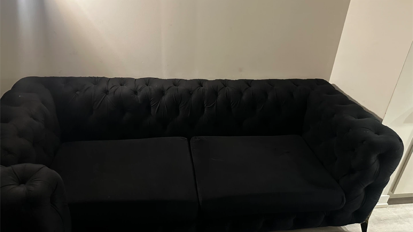 Black Velvet Chesterfield Loveseat
