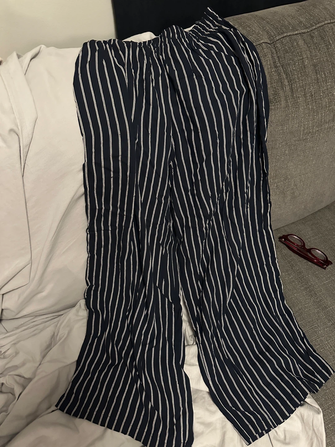 Navy Striped Wide Leg Pants - photo 2
