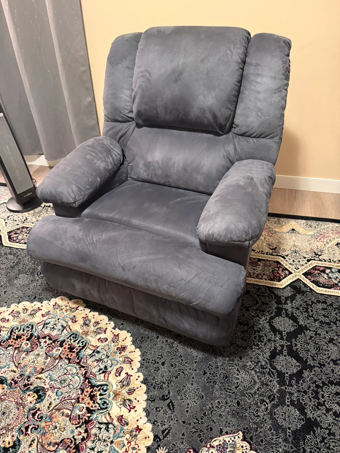 Grey Recliner Chair with Cup Holder and Storage