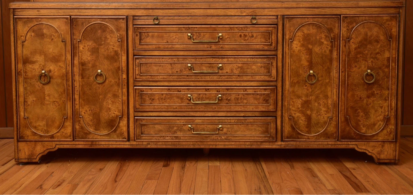 Vintage sideboard/ buffet server - walnut & burl