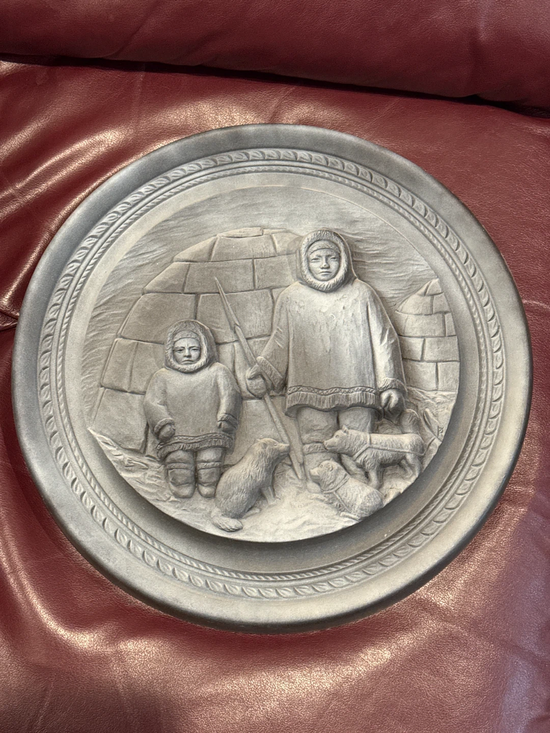 Vintage Wall Plaque with Inuit Scene - Karl Rothammer design