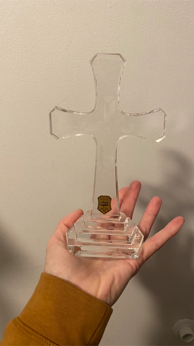 Vintage Crystal lead 8 inch cross
