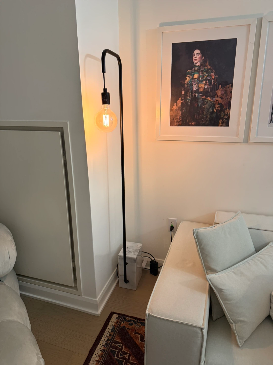 Black Metal Floor Lamp with Edison Bulb