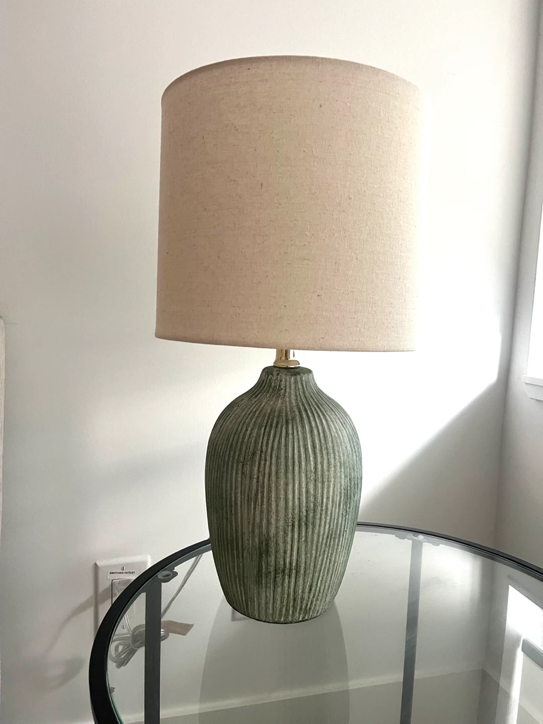 Green Textured Ceramic Table Lamp - photo 3