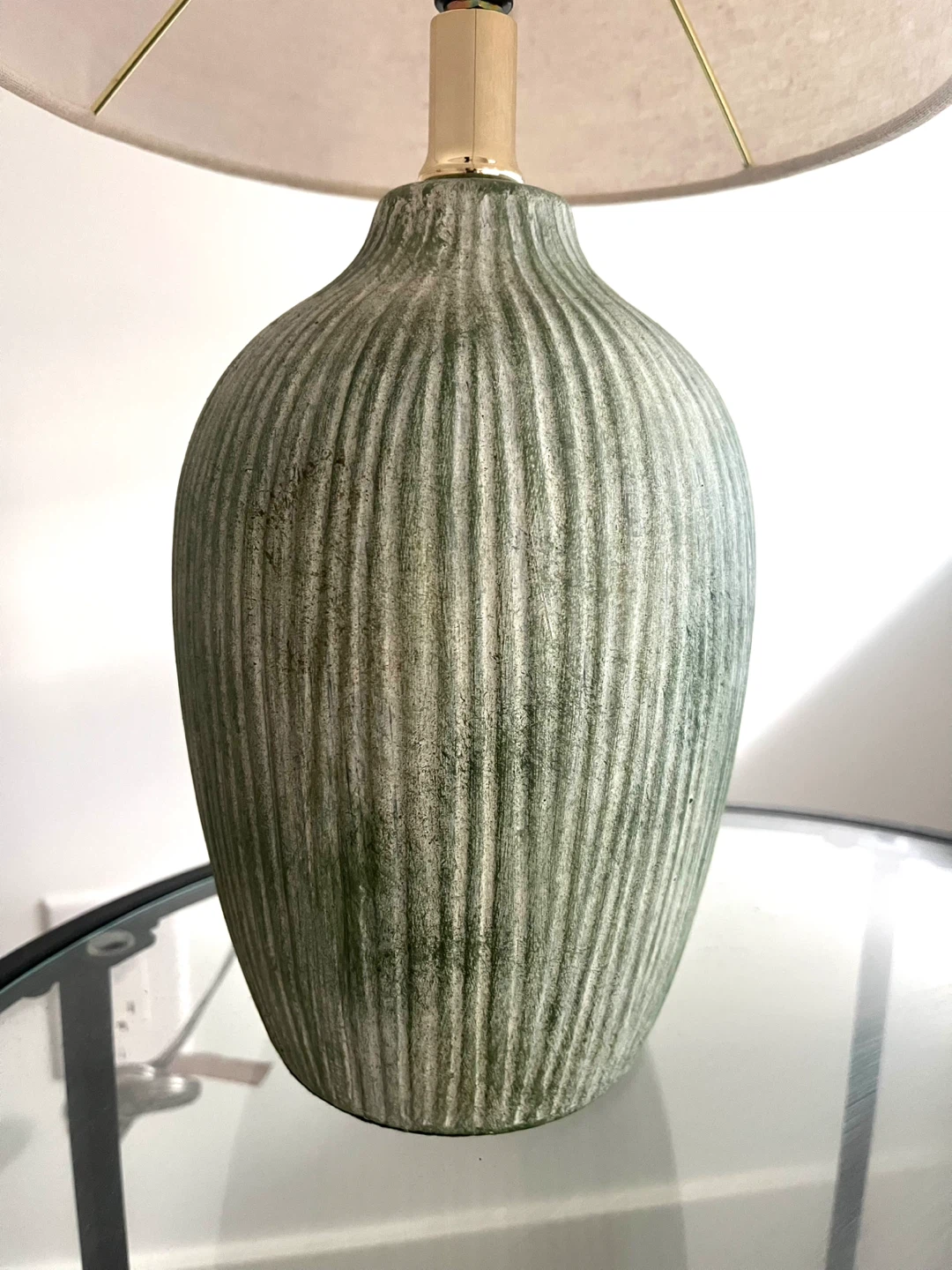 Green Textured Ceramic Table Lamp - photo 2