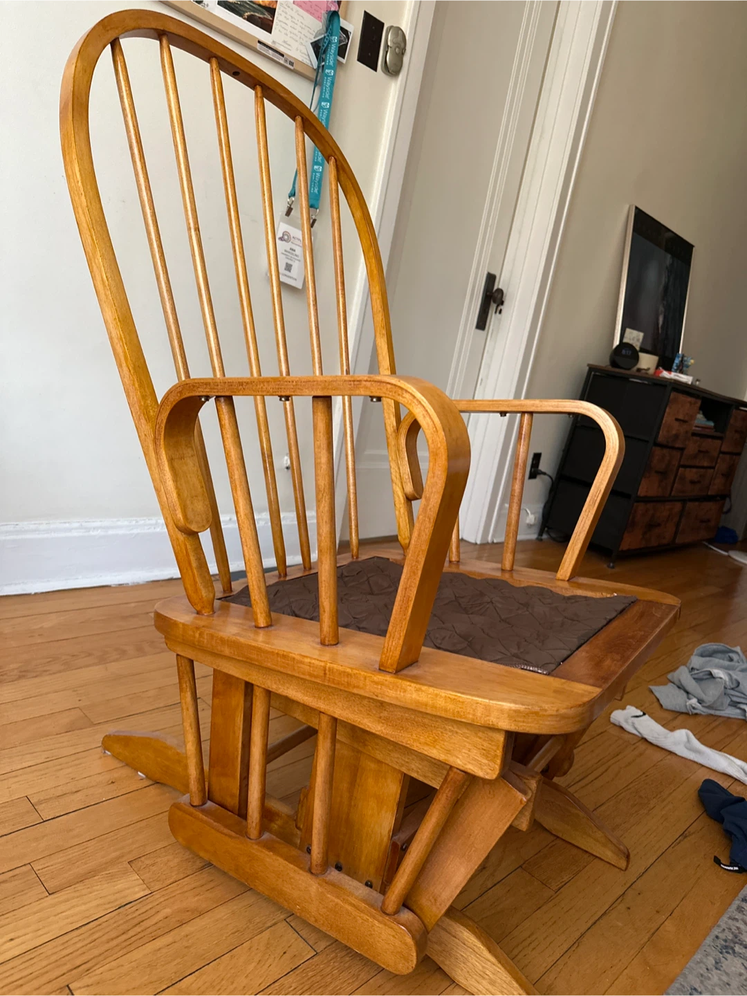Wooden Glider Rocking Chair with Cushion