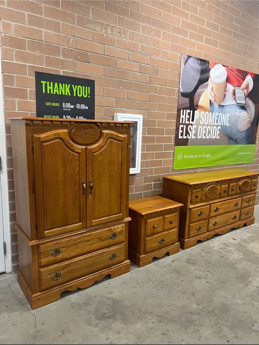 Solid Wood Armoire and Dresser Set