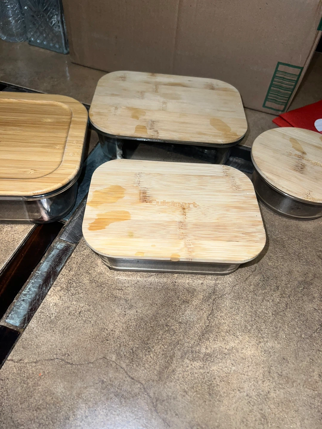Cuisinart Glass Food Storage with Bamboo Lids - Set of 4