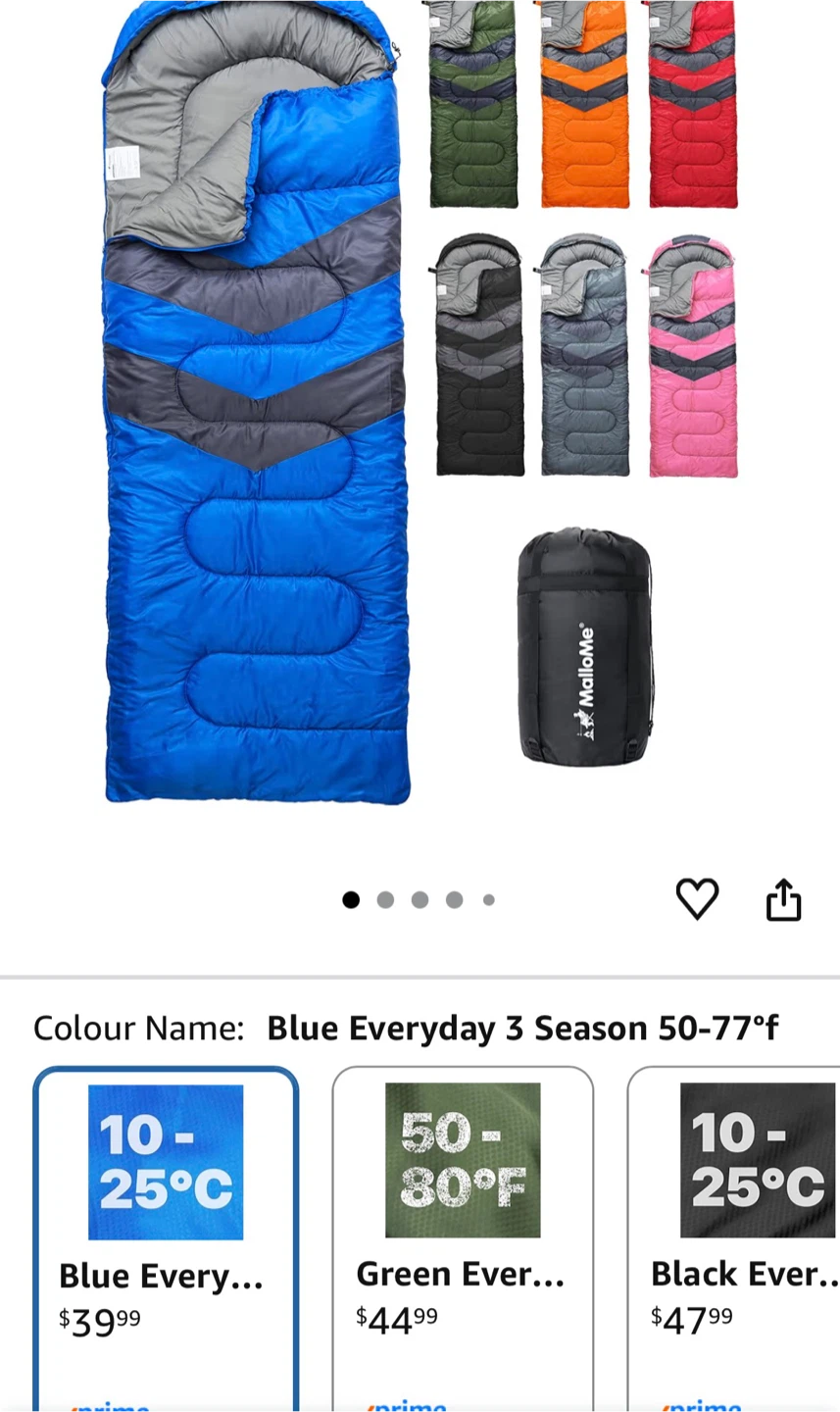 MalloMe Blue Everyday 3 Season Sleeping Bag 50-77°F - photo 3