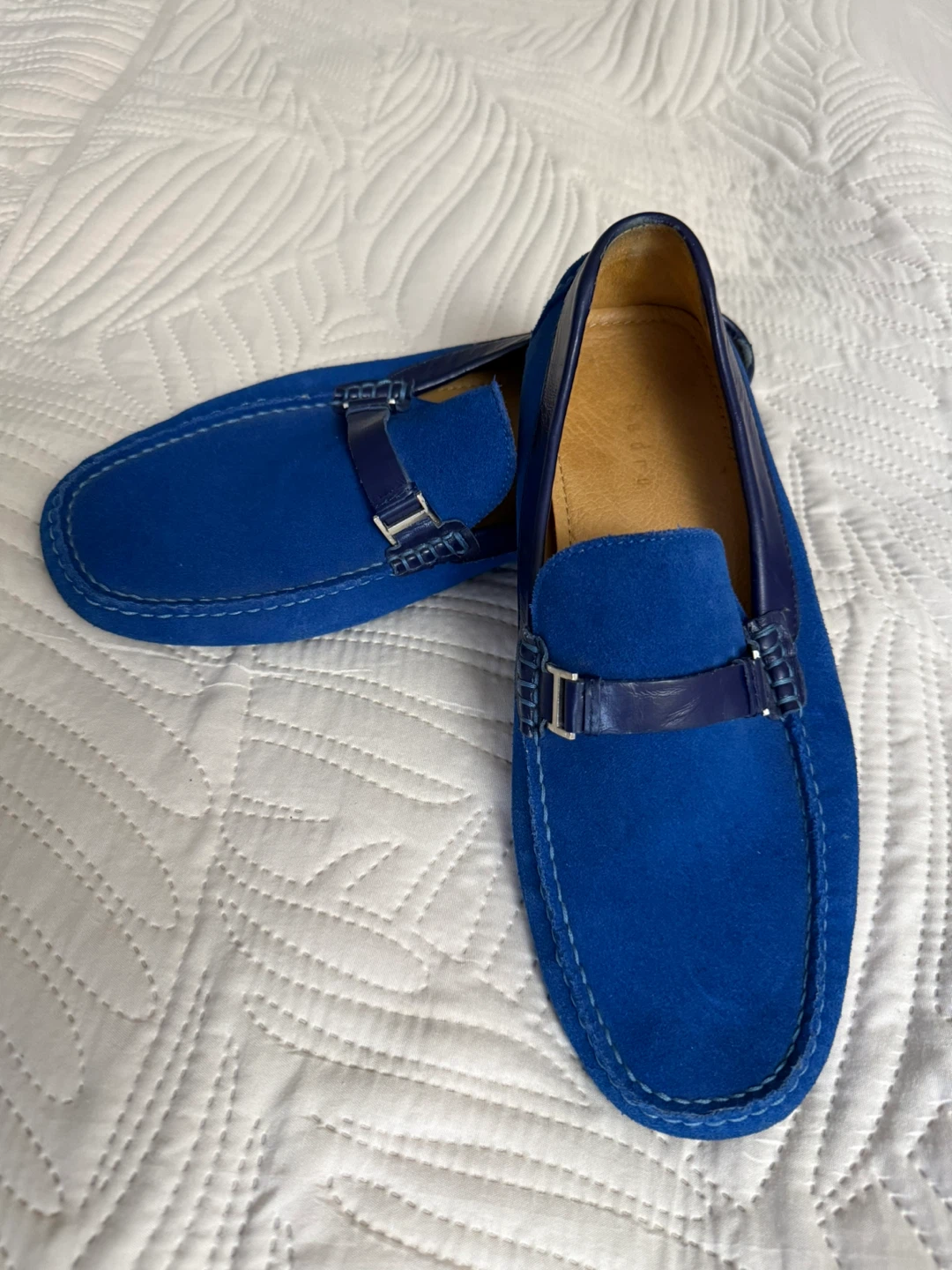 PEDRO Blue Suede Driving Loafers Mens US 9 Moccasin