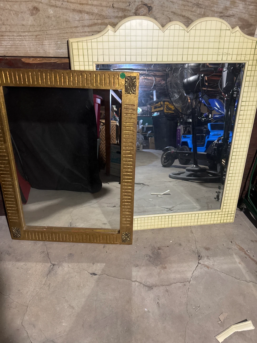 Vintage Ornate Gold and Tiled Wall Mirrors (Set of 2)
