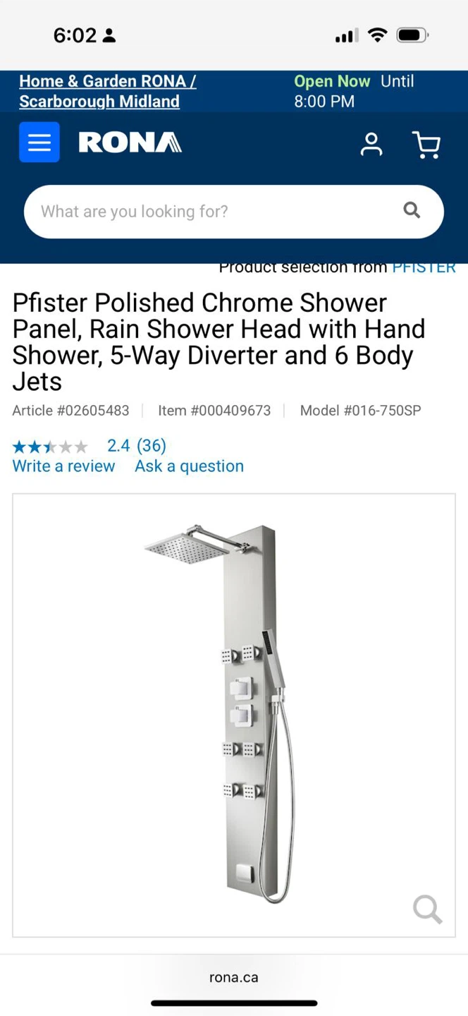 Pfister Shower Panel Stainless Steel Model: 016-750SP - photo 5