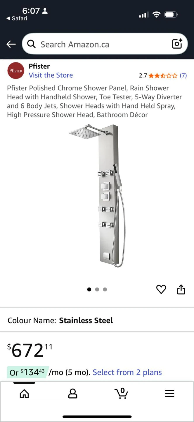 Pfister Shower Panel Stainless Steel Model: 016-750SP - photo 4