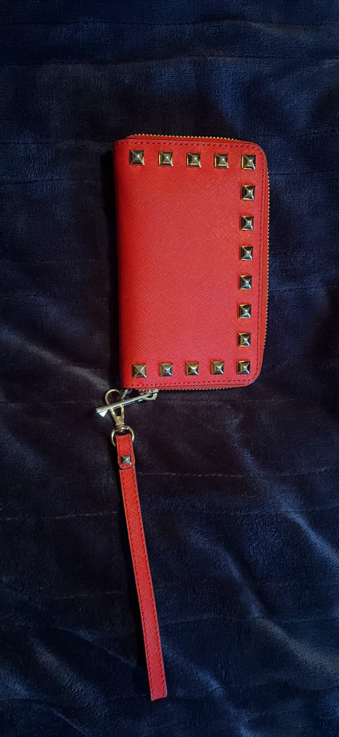 Michael Kors Red Studded Zip Around Wristlet Wallet - photo 2