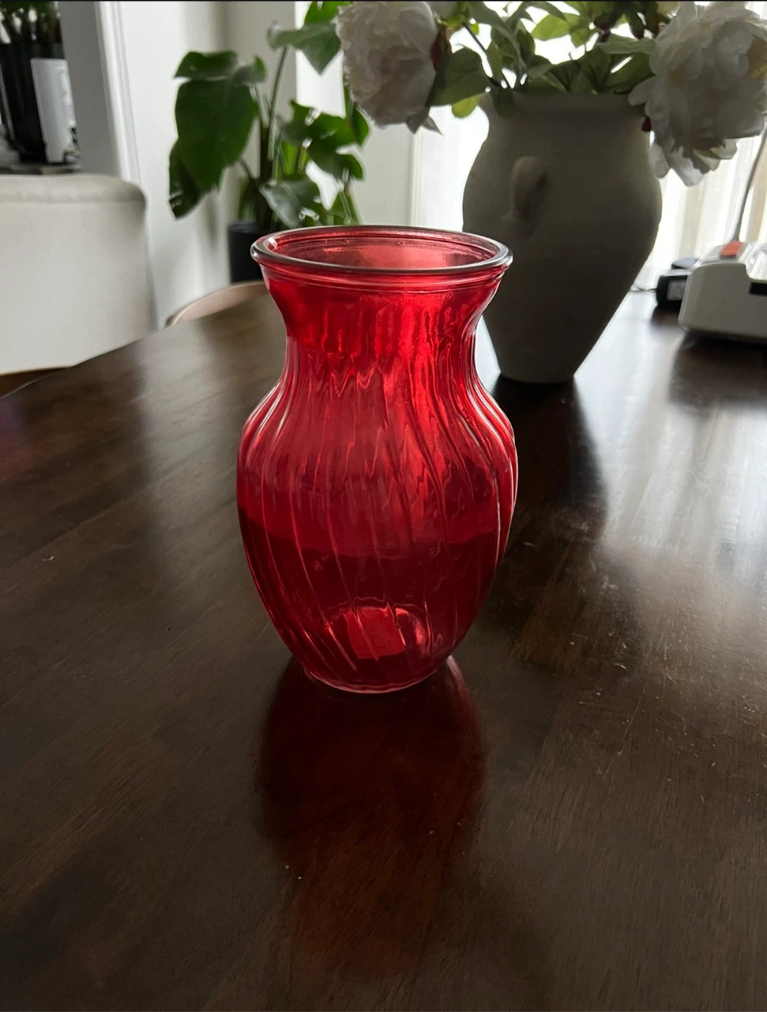 Red glass vase