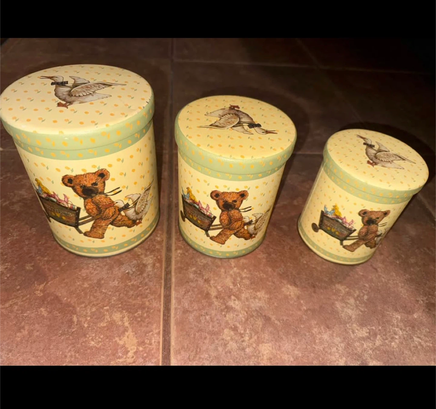 Set of 3 Decorative Tins with Teddy Bears and Ducks
