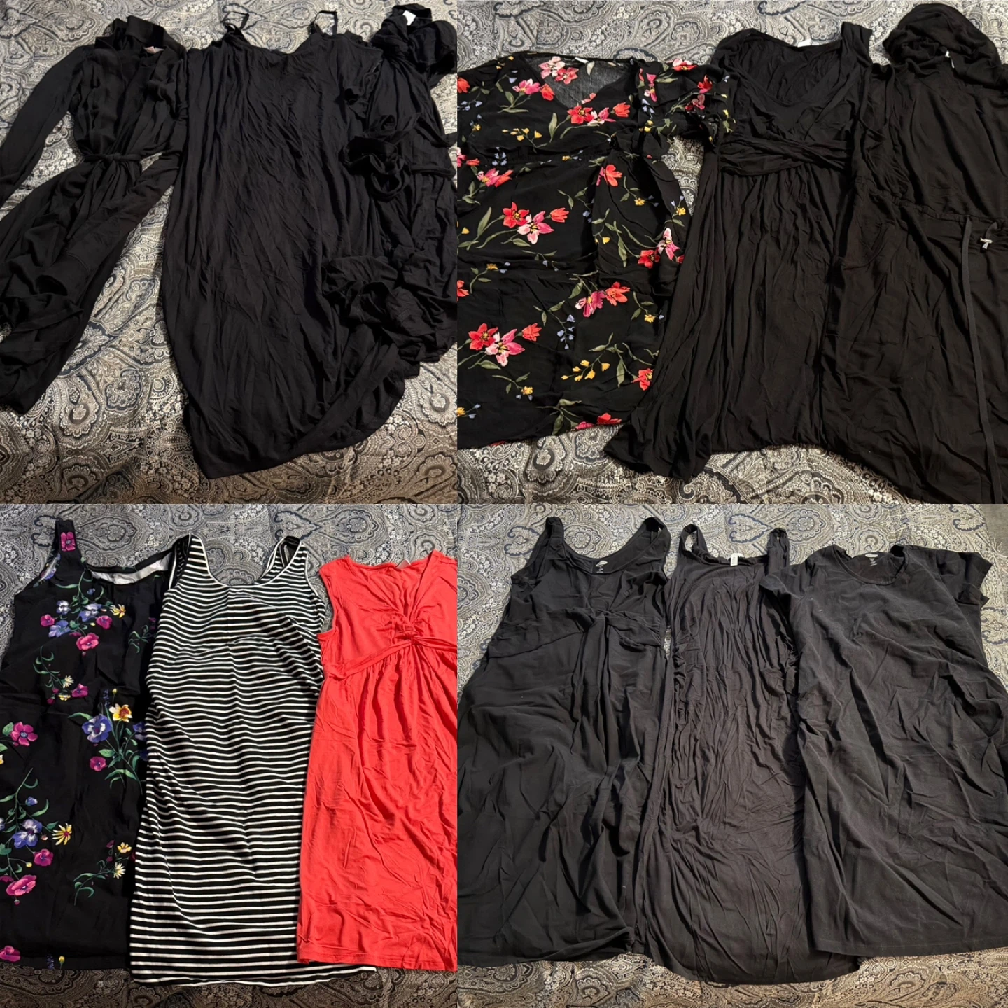 11 Maternity dresses, 1 night gown & 1 robe