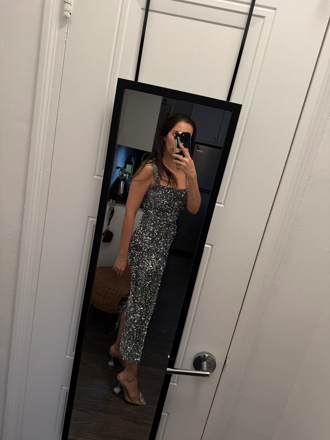 MISS ORD Sequin Midi Dress - Silver