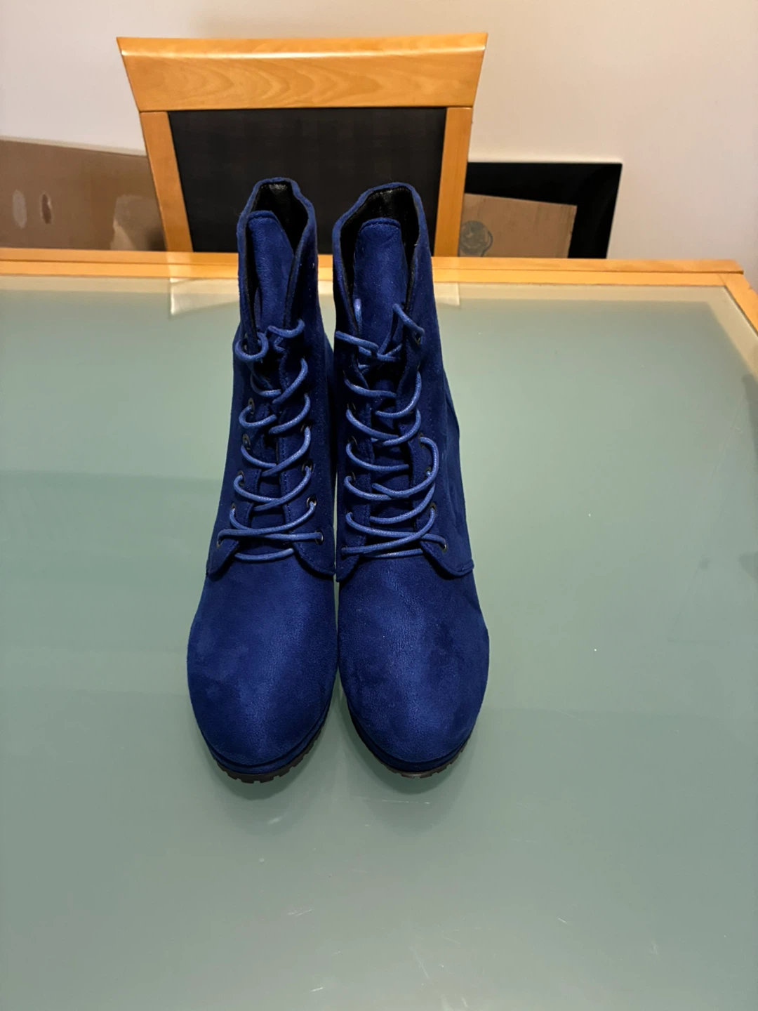 Blue Lace-Up Heel Booties - photo 2