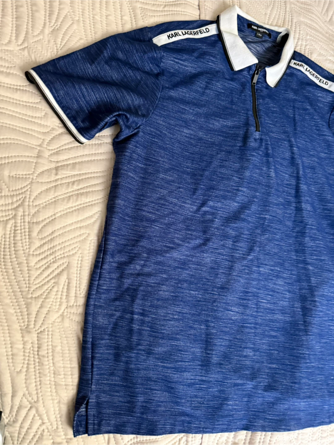 Karl Lagerfeld Blue Zip Polo Shirt Men's Large - photo 2