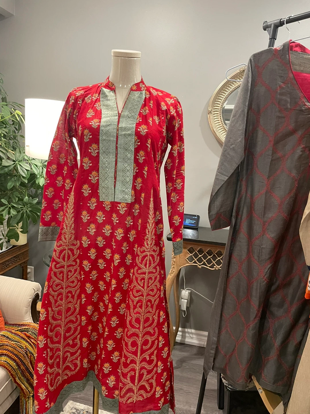 Red Printed Kurti Dress