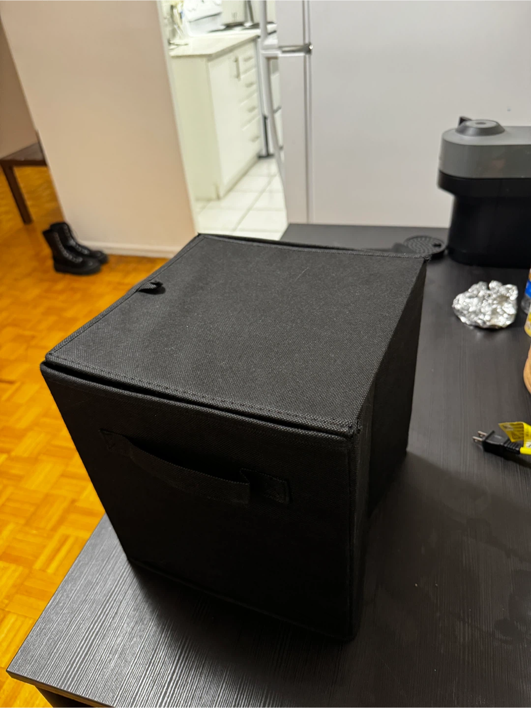 Black Collapsible Storage Bin with Lid - photo 3
