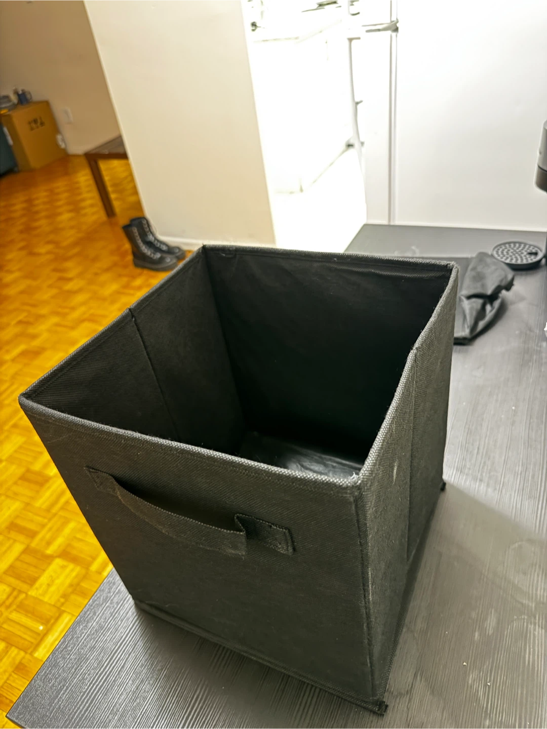 Black Collapsible Storage Bin with Lid