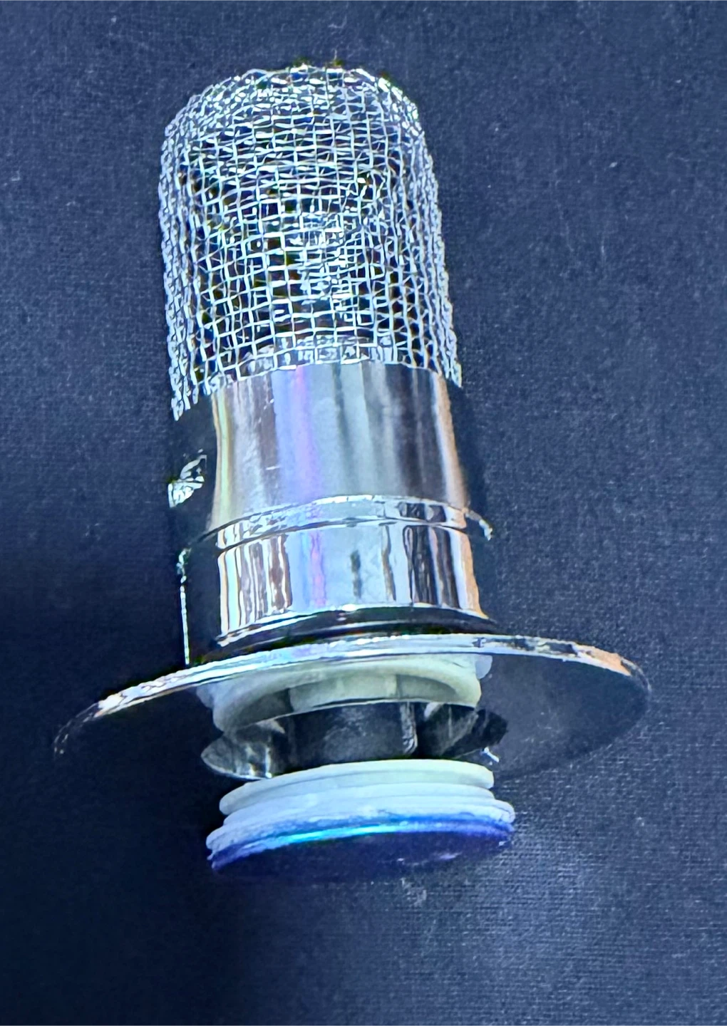 Chrome Mesh Drain Stopper with Blue Accent - photo 2