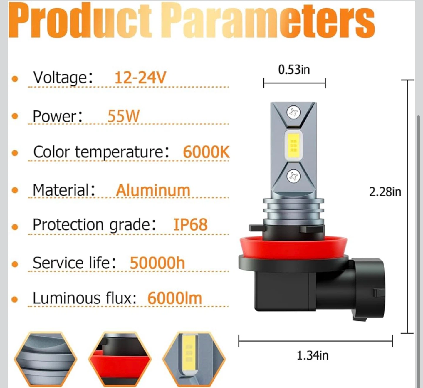 AWALITED 2pcs CSP LED Fog Light Bulbs for Ford F150 (2015-2023) - photo 3