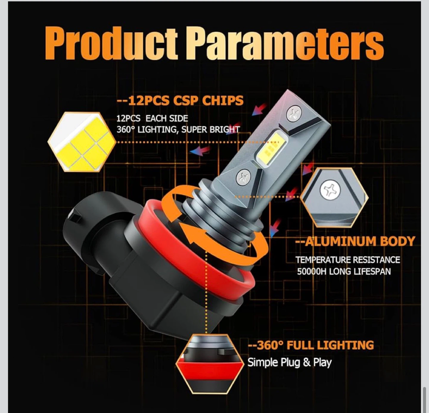 AWALITED 2pcs CSP LED Fog Light Bulbs for Ford F150 (2015-2023) - photo 4