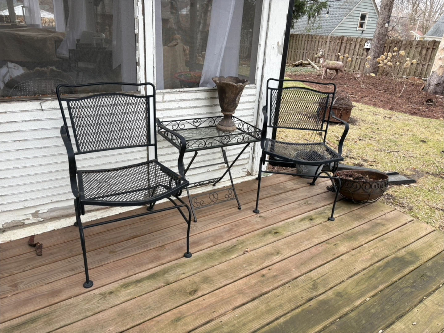Black Metal Rocking Patio Chairs and Table Set
