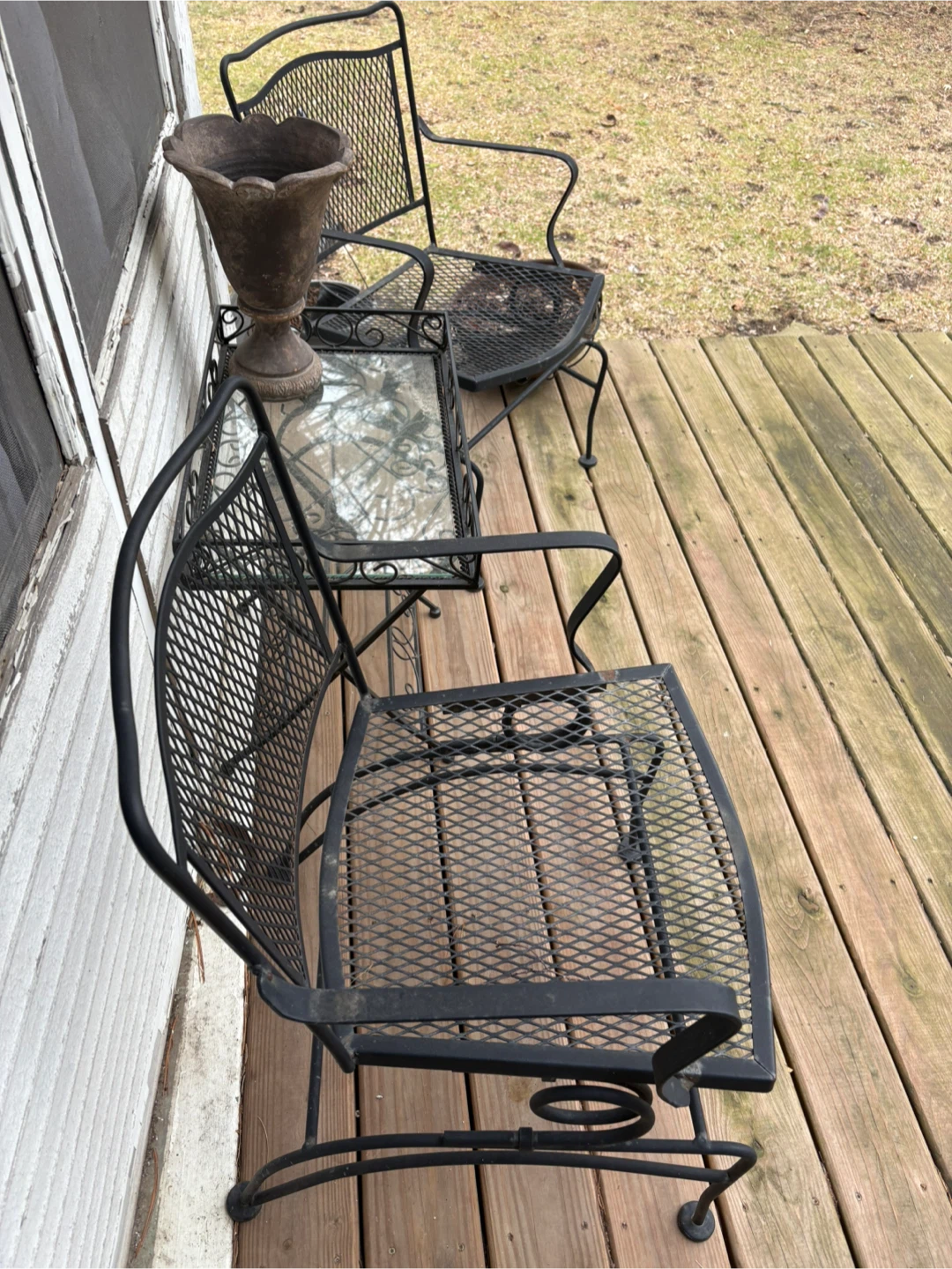 Black Metal Rocking Patio Chairs and Table Set - photo 2