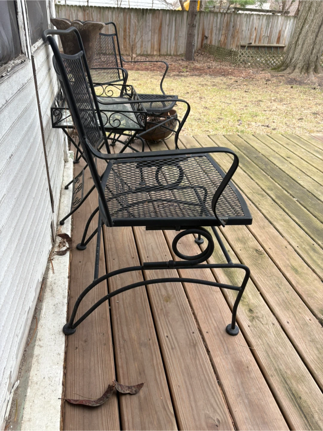 Black Metal Rocking Patio Chairs and Table Set - photo 3