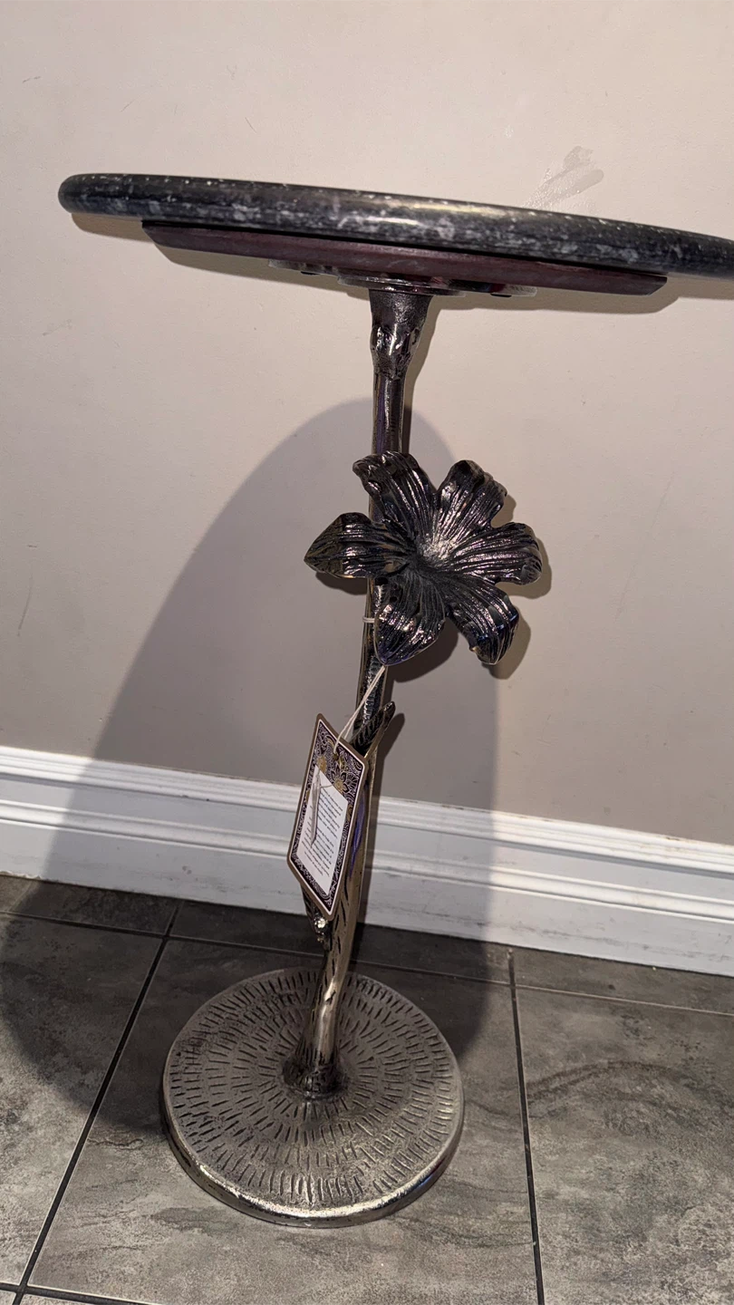 Accent Side Table with Flower Detail - photo 4