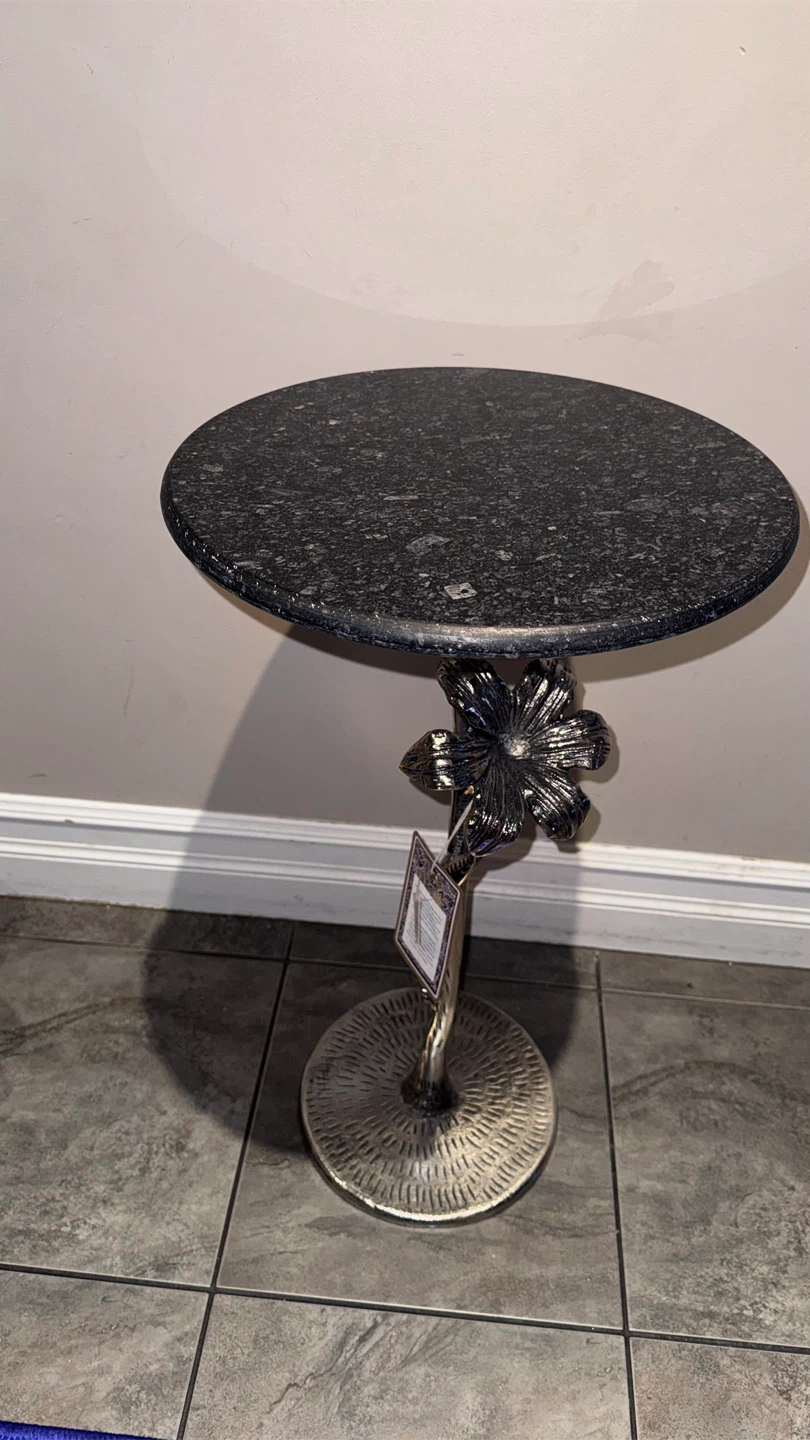 Accent Side Table with Flower Detail - photo 2