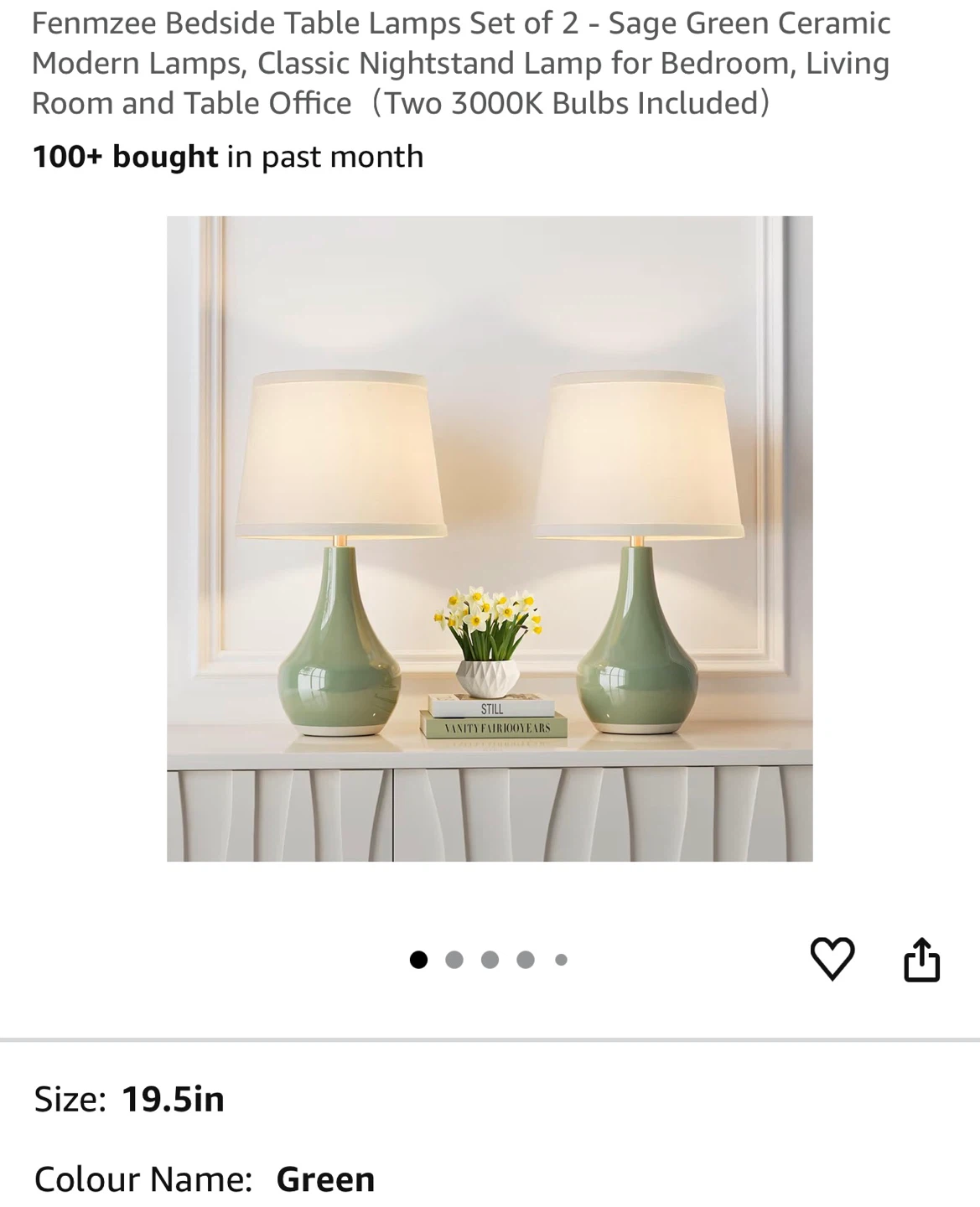 Sage Green Ceramic Table Lamps (Set of 2) SG2