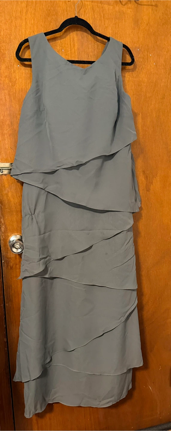 Gray Tiered Layered Dress with Cropped Jacket