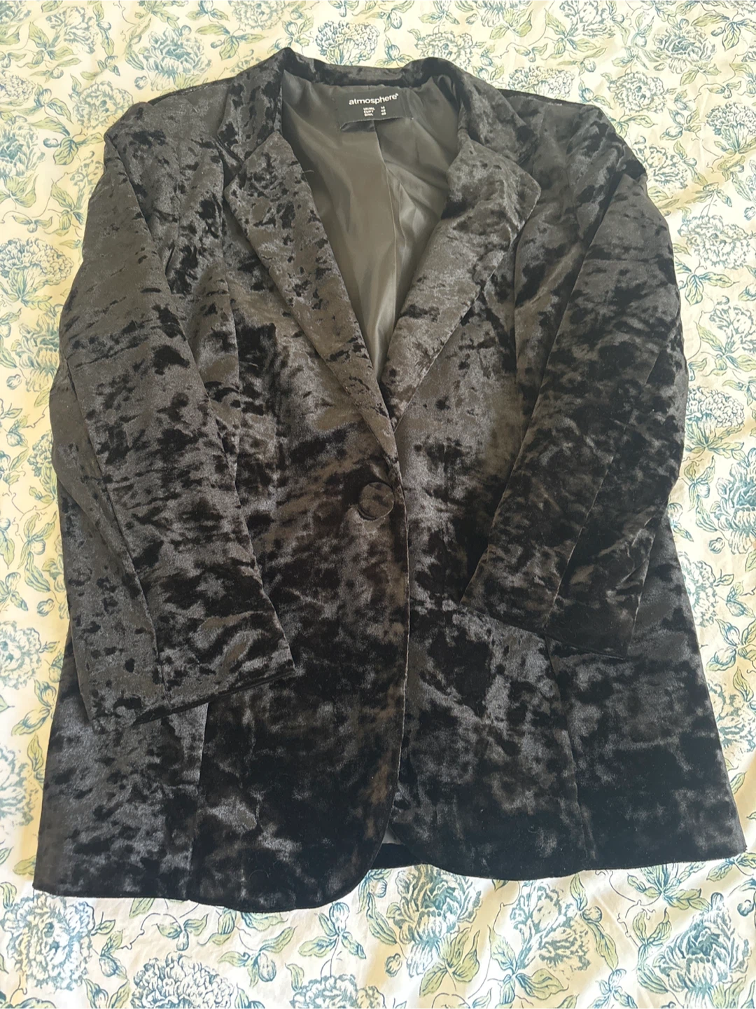 Black Crushed Velvet Blazer - M