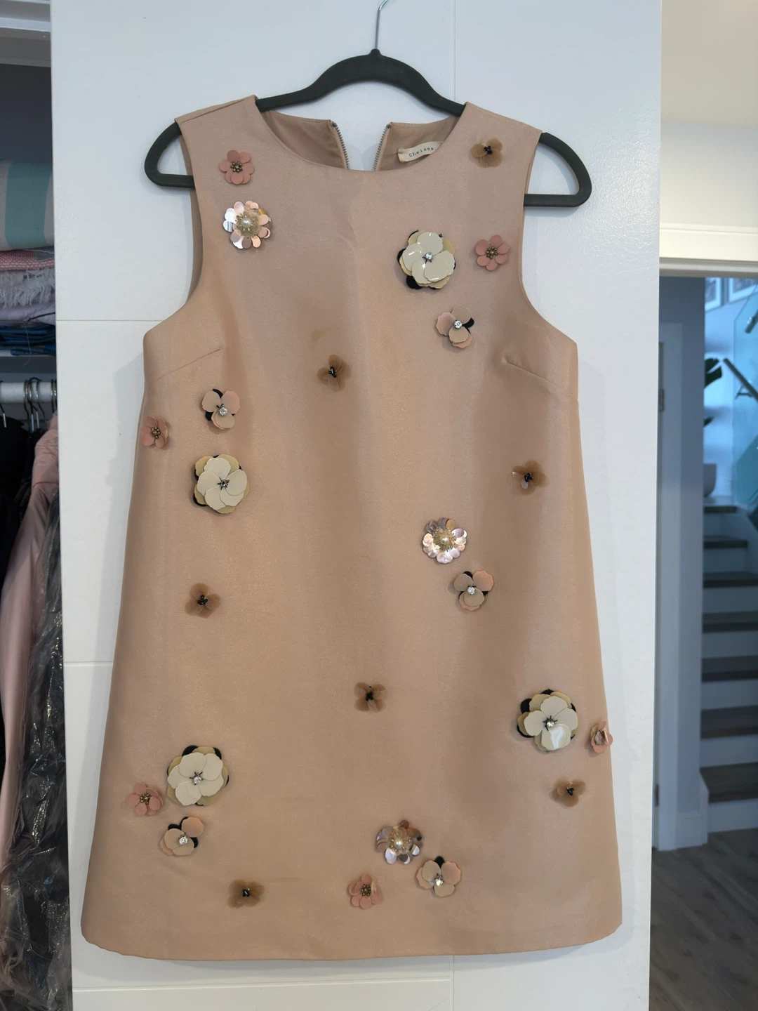 Chelsea Sleeveless Floral Embellished Shift Dress