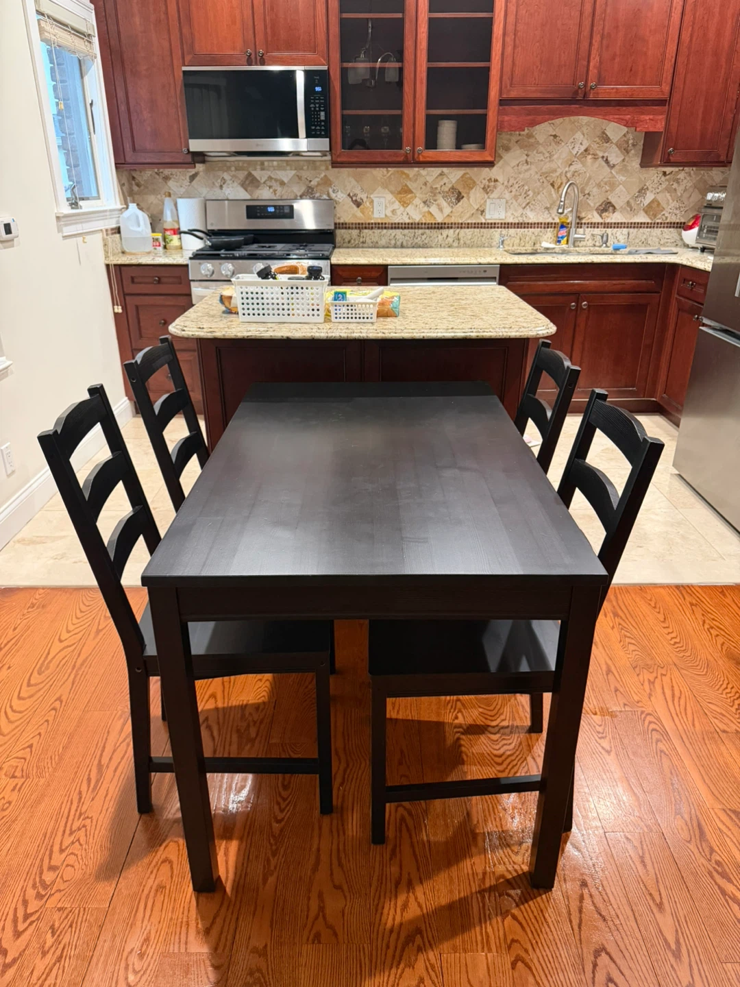 IKEA Jokkmokk Dining Table + 4 Chairs (Black Brown)