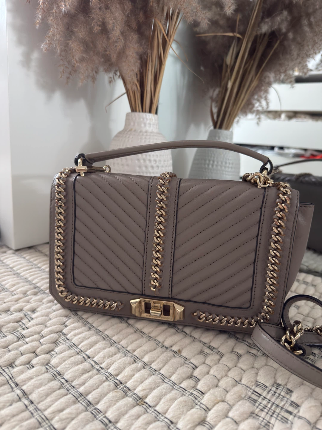 Rebecca Minkoff Grey Leather Chain Shoulder Bag