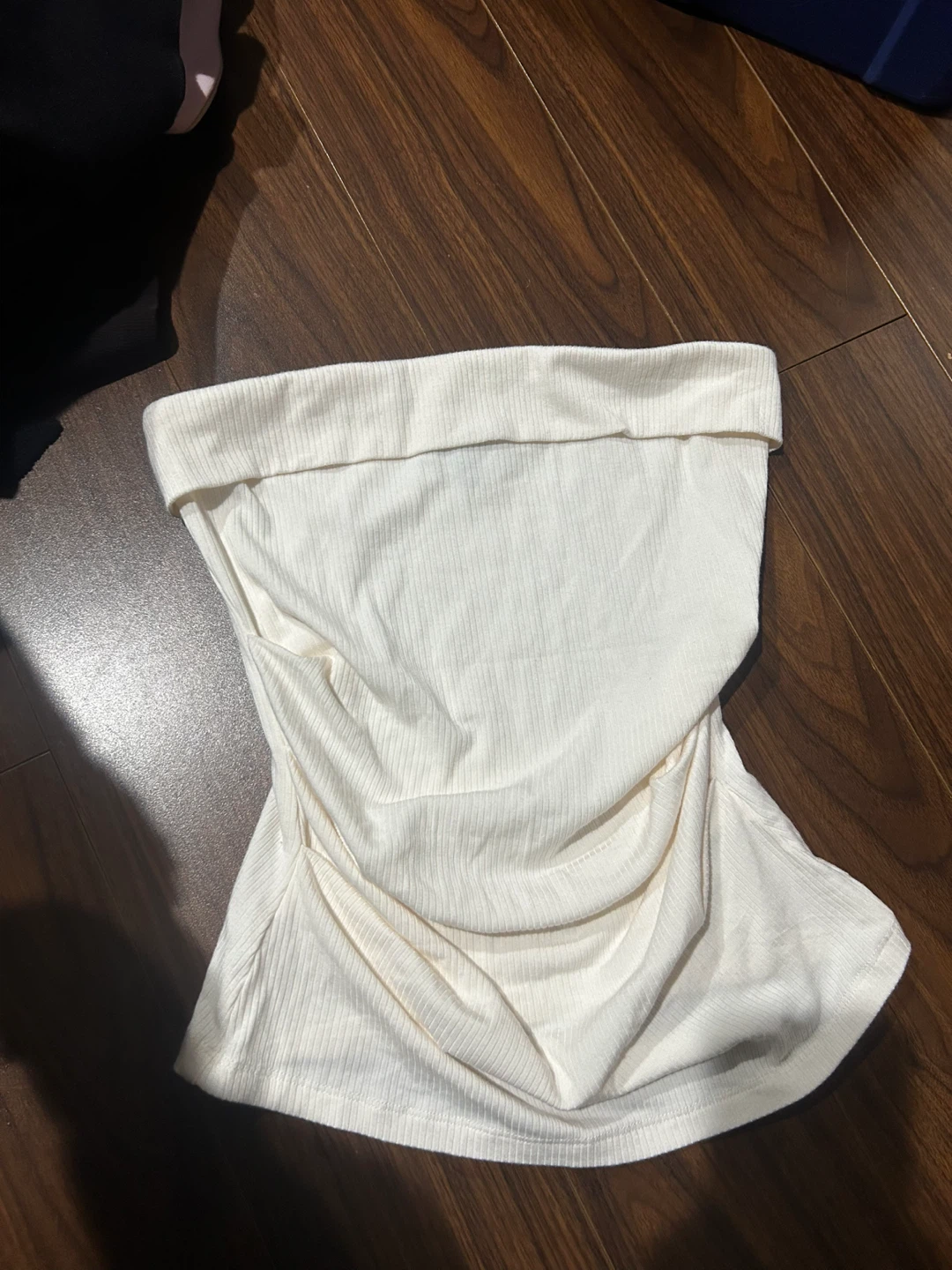 Dynamite cream ribbed strapless tube top rouching size small