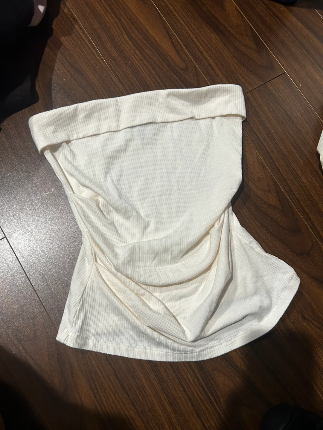 Dynamite cream ribbed strapless tube top rouching size small - photo 2