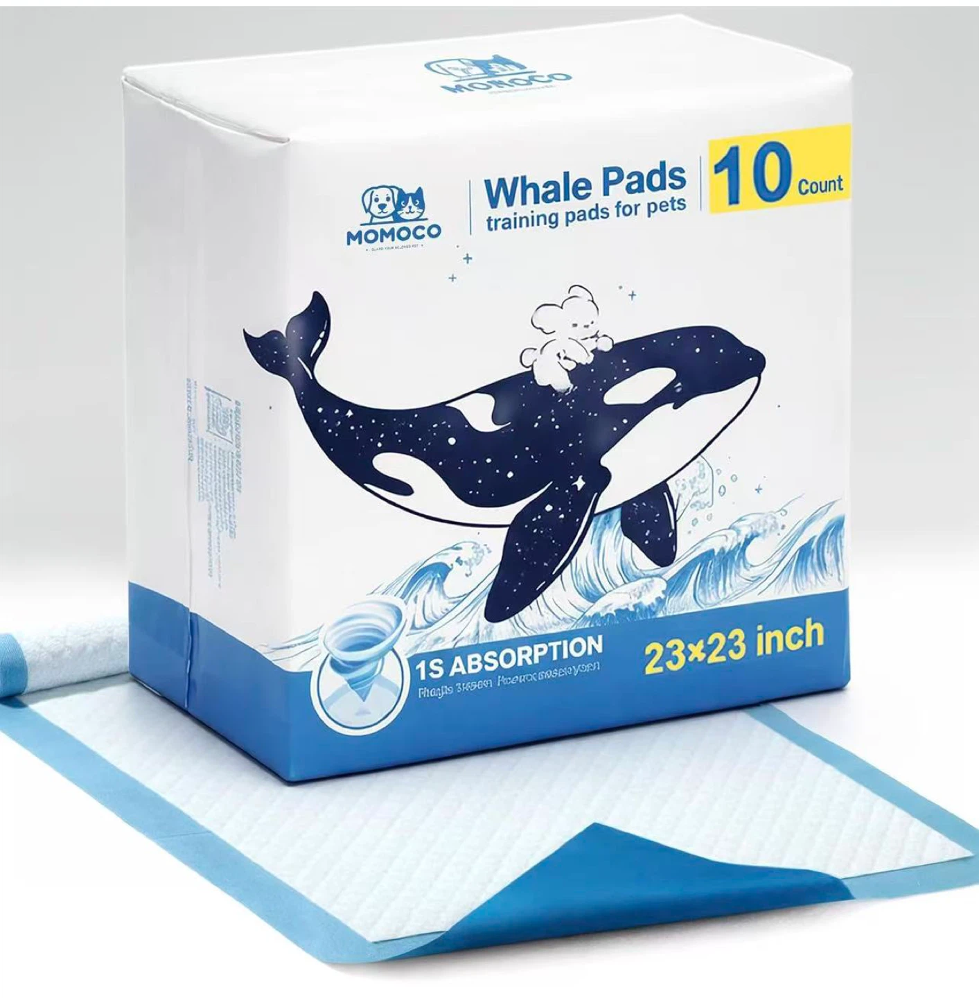 Whale Pads 10 Count Training Pads for Pets 23x23 Inch
