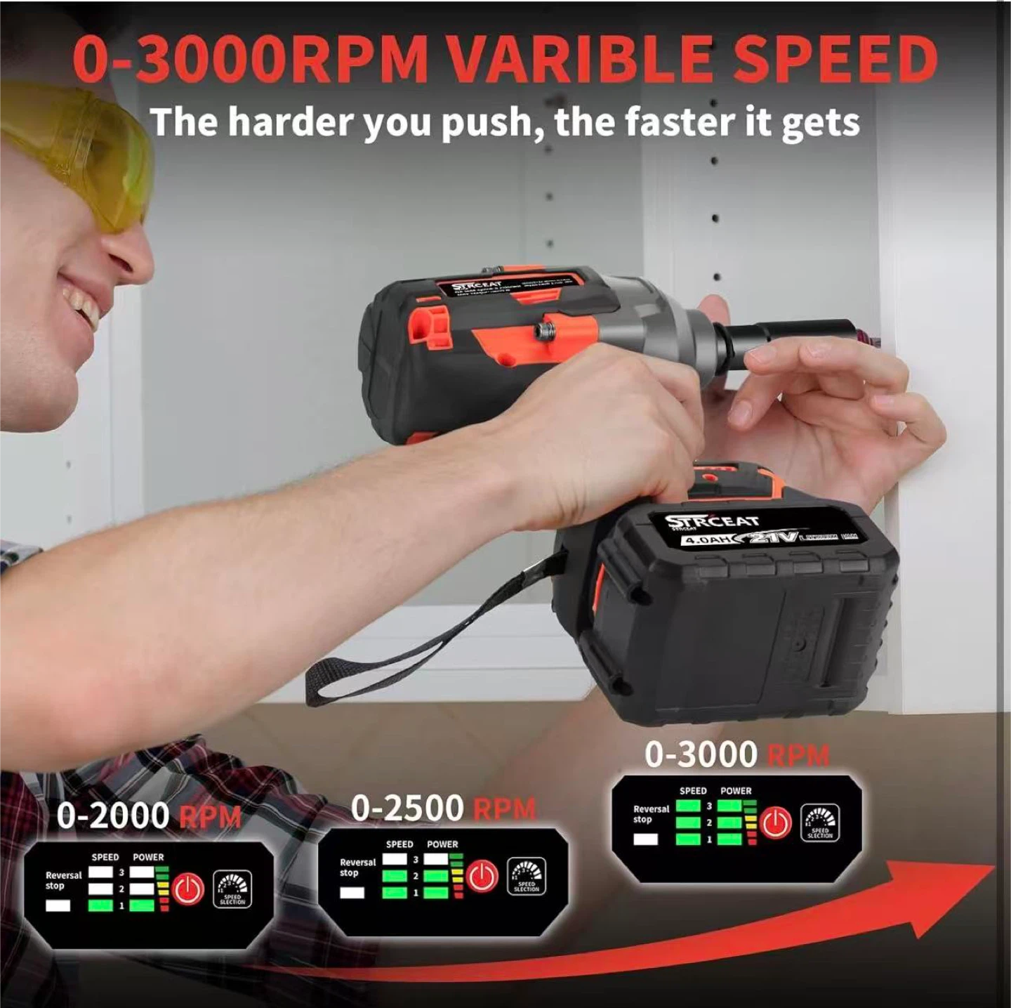 Cordless Impact Wrench with 4.0AH Battery - photo 3
