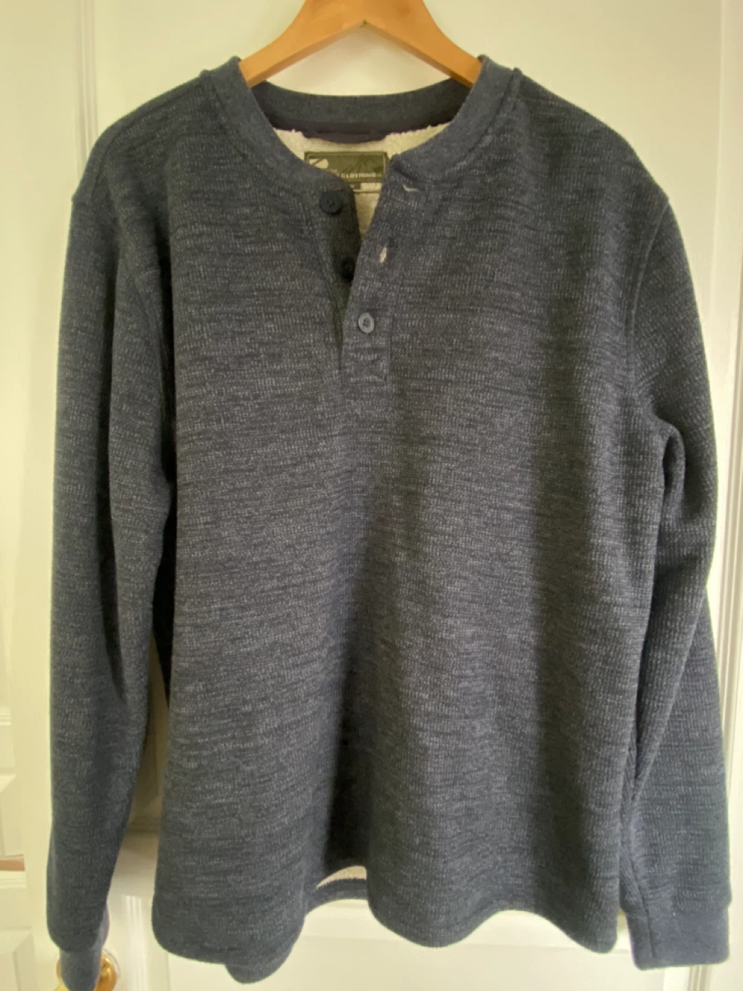 BC Clothing Sherpa Lined Henley Shirt - Navy , Medium