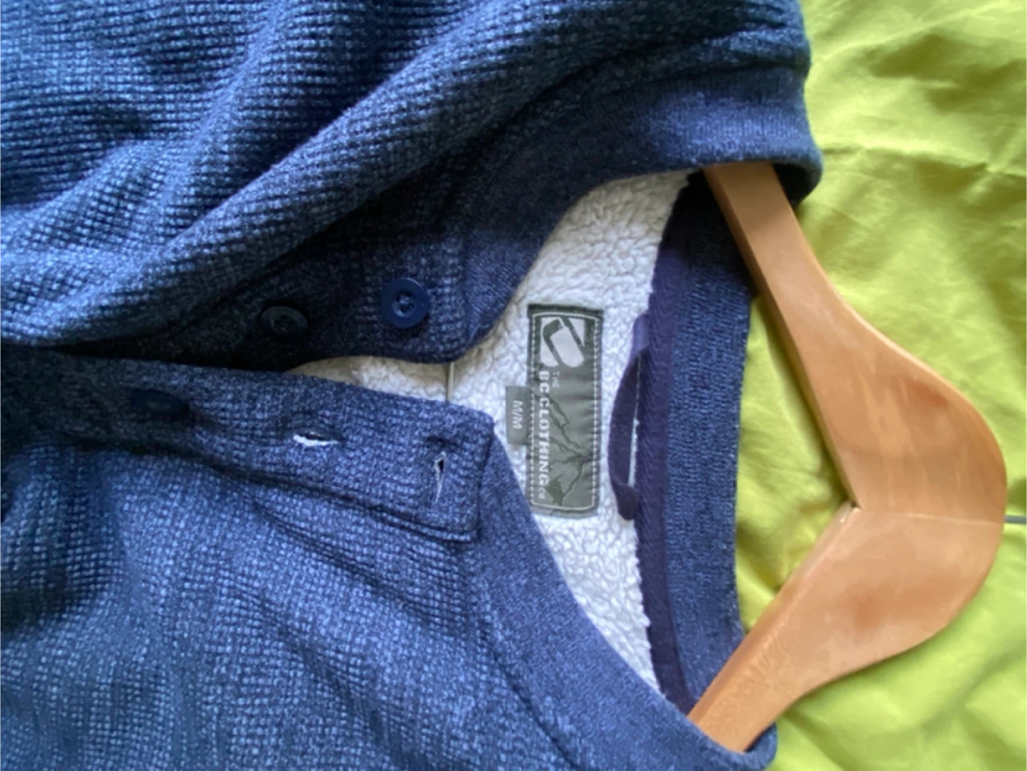 BC Clothing Sherpa Lined Henley Shirt - Navy , Medium - photo 2