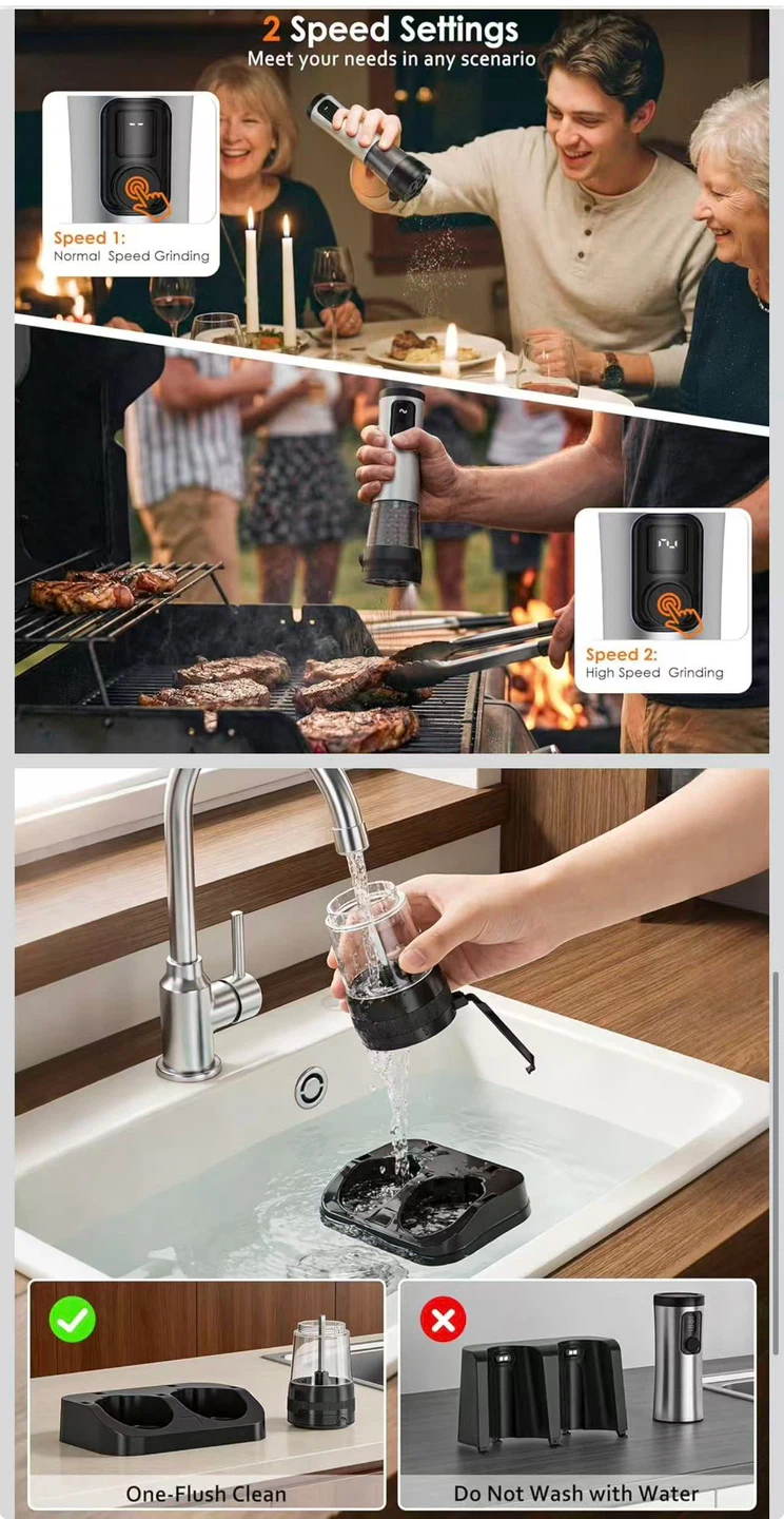 Electric Salt and Pepper Grinder Set with Charging Dock - photo 4
