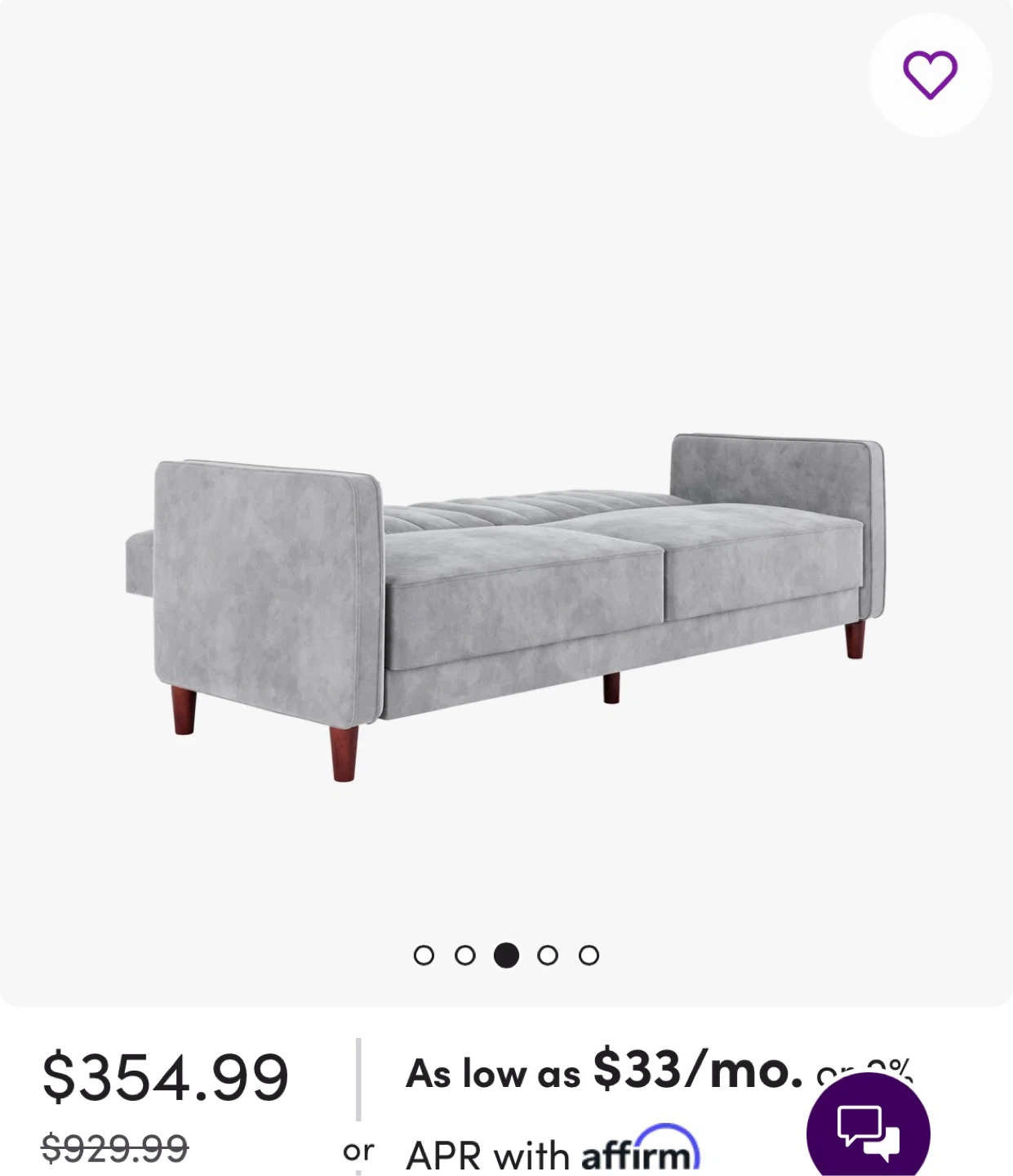 81.5" Gray Velvet Convertible Sofa - photo 3